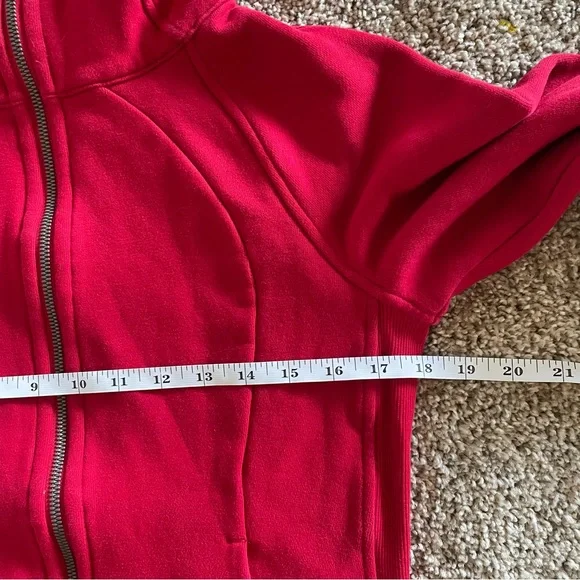 Lululemon Scuba Hoodie Sweater Light Cotton Fleece Womens Size 6 Red Zip Up Cozy - Picture 14 of 16